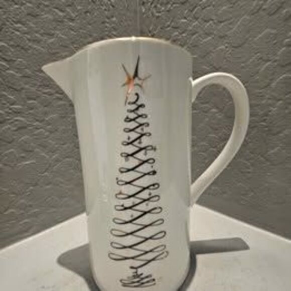 Christmas White Ceramic Pitcher for Water or Decor Lenox Kate Spade 8.5" x 4" - Picture 1 of 6